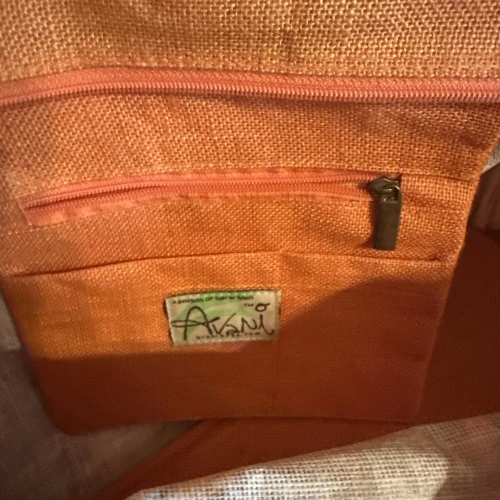 vintage multi-toned floral Orange beach tote bag Made By Avani Large